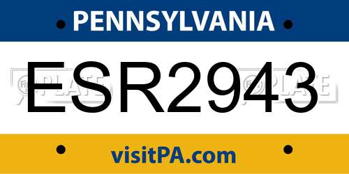 ESR2943 Pennsylvania License Plate
