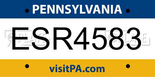 ESR4583 Pennsylvania License Plate
