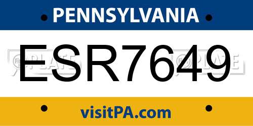 ESR7649 Pennsylvania License Plate