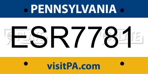 ESR7781 Pennsylvania License Plate