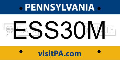 ESS30M Pennsylvania License Plate