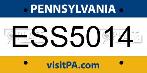 ESS5014 Pennsylvania License Plate
