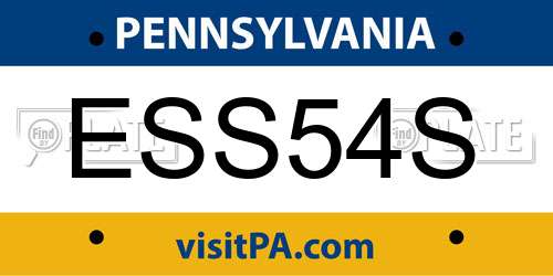 ESS54S Pennsylvania License Plate