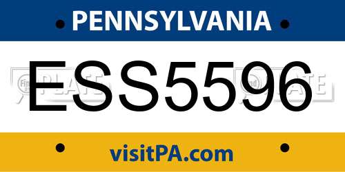 ESS5596 Pennsylvania License Plate