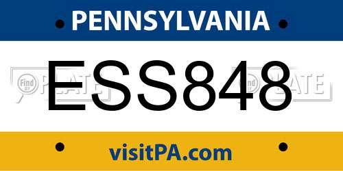 ESS848 Pennsylvania License Plate