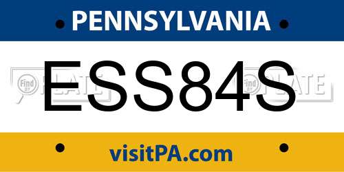 ESS84S Pennsylvania License Plate