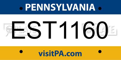 EST1160 Pennsylvania License Plate