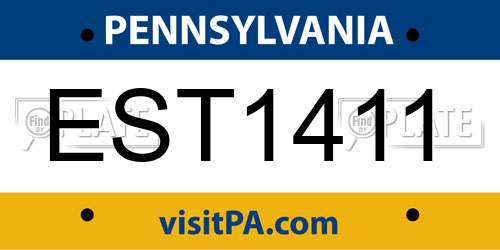 EST1411 Pennsylvania License Plate