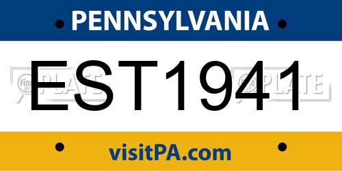 EST1941 Pennsylvania License Plate