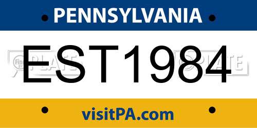 EST1984 Pennsylvania License Plate