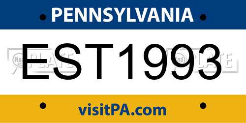 EST1993 Pennsylvania License Plate