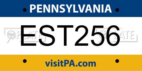 EST256 Pennsylvania License Plate