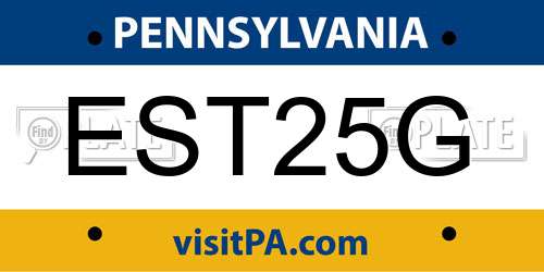 EST25G Pennsylvania License Plate