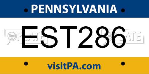 EST286 Pennsylvania License Plate