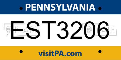 EST3206 Pennsylvania License Plate
