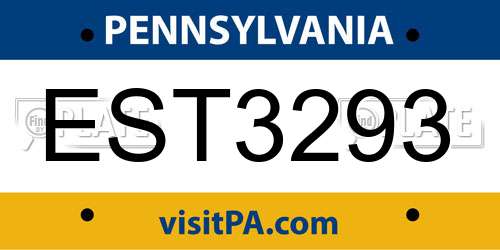EST3293 Pennsylvania License Plate