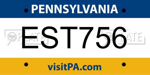 EST756 Pennsylvania License Plate