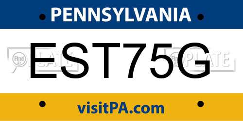 EST75G Pennsylvania License Plate