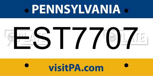 EST7707 Pennsylvania License Plate