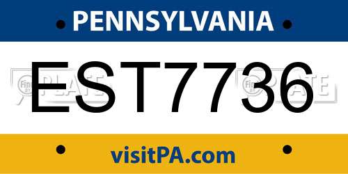 EST7736 Pennsylvania License Plate
