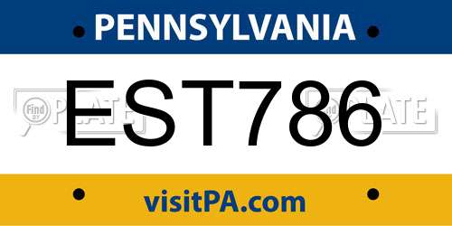 EST786 Pennsylvania License Plate