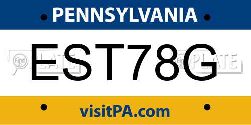 EST78G Pennsylvania License Plate