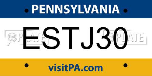 ESTJ30 Pennsylvania License Plate