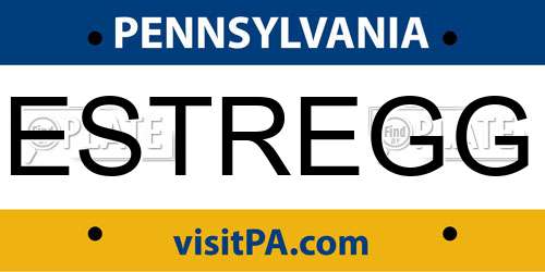 ESTREGG Pennsylvania License Plate