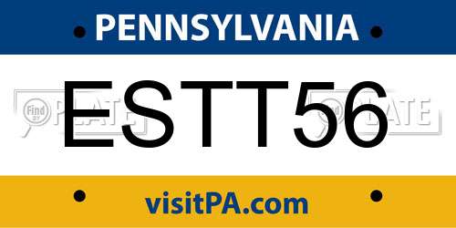 ESTT56 Pennsylvania License Plate