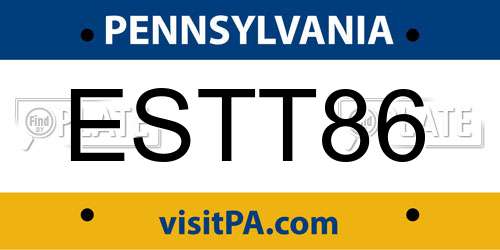 ESTT86 Pennsylvania License Plate