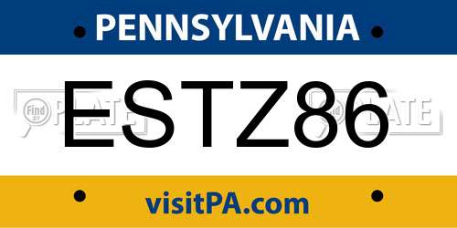 ESTZ86 Pennsylvania License Plate