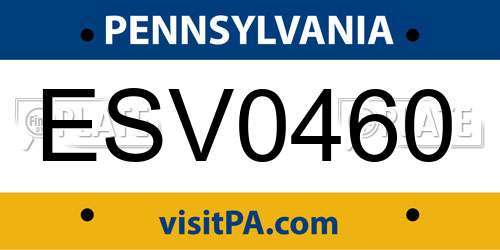 ESV0460 Pennsylvania License Plate