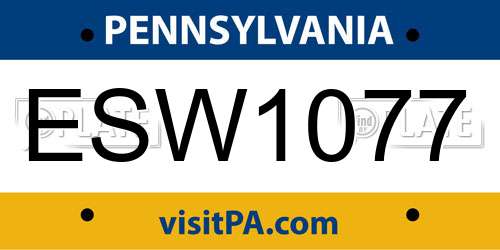 ESW1077 Pennsylvania License Plate