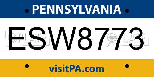 ESW8773 Pennsylvania License Plate