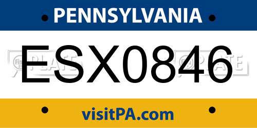 ESX0846 Pennsylvania License Plate