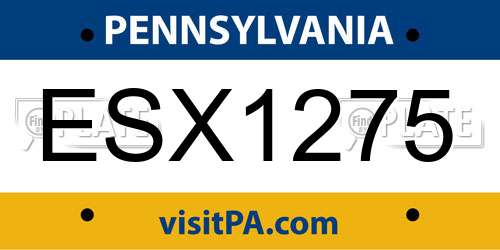 ESX1275 Pennsylvania License Plate