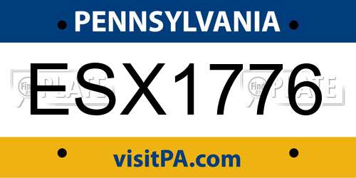 ESX1776 Pennsylvania License Plate