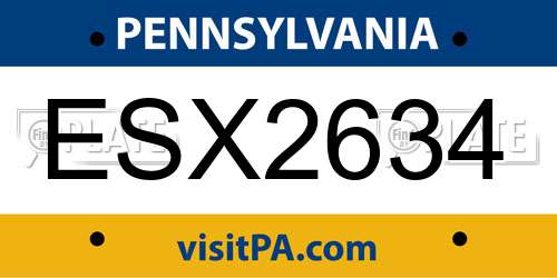 ESX2634 Pennsylvania License Plate