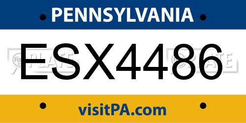 ESX4486 Pennsylvania License Plate