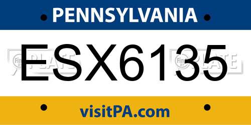 ESX6135 Pennsylvania License Plate
