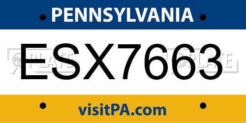 ESX7663 Pennsylvania License Plate