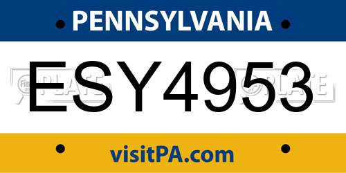 ESY4953 Pennsylvania License Plate