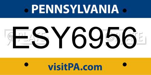 ESY6956 Pennsylvania License Plate