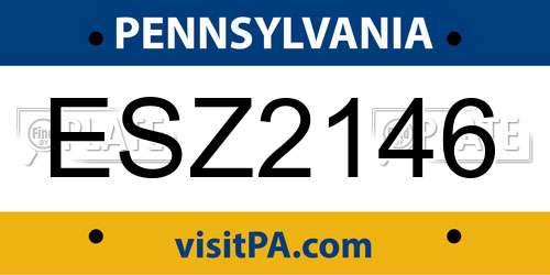 ESZ2146 Pennsylvania License Plate