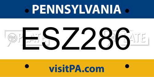ESZ286 Pennsylvania License Plate