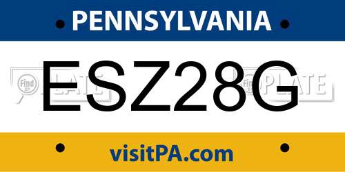 ESZ28G Pennsylvania License Plate