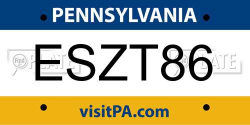 ESZT86 Pennsylvania License Plate