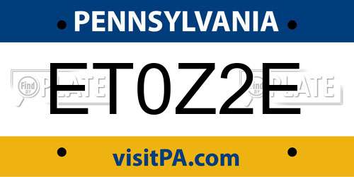 ET0Z2E Pennsylvania License Plate