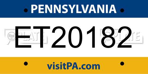 ET20182 Pennsylvania License Plate