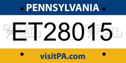ET28015 Pennsylvania License Plate